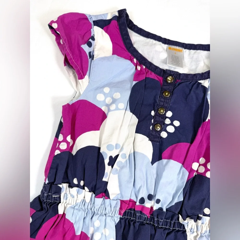 GYMBOREE Girls' Class Club Floral Purple Cotton A-Line Short Sleeve Dress Size 7
